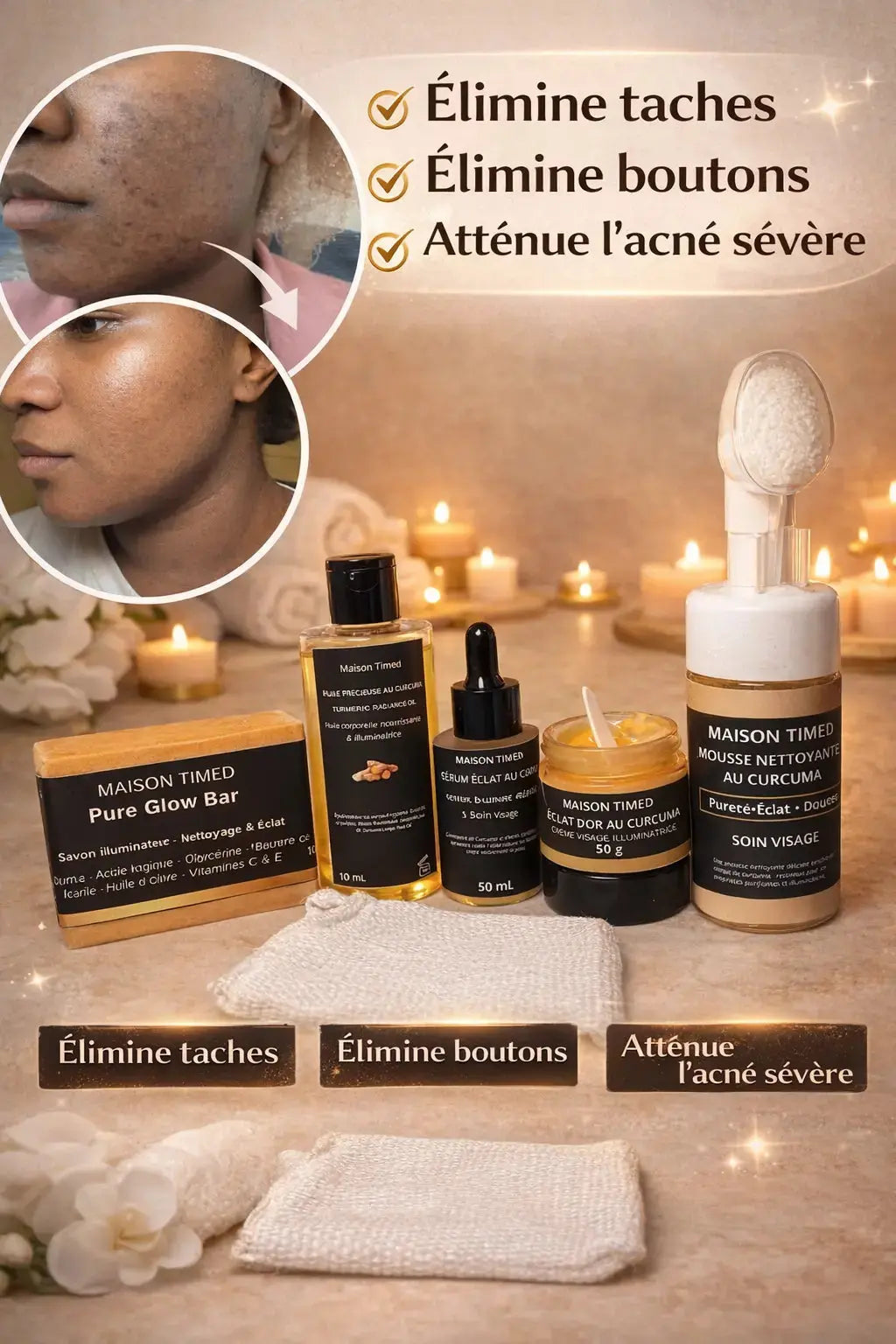 Gamme Gold Prestige skincare- Rituel éclat au curcuma Timedshop