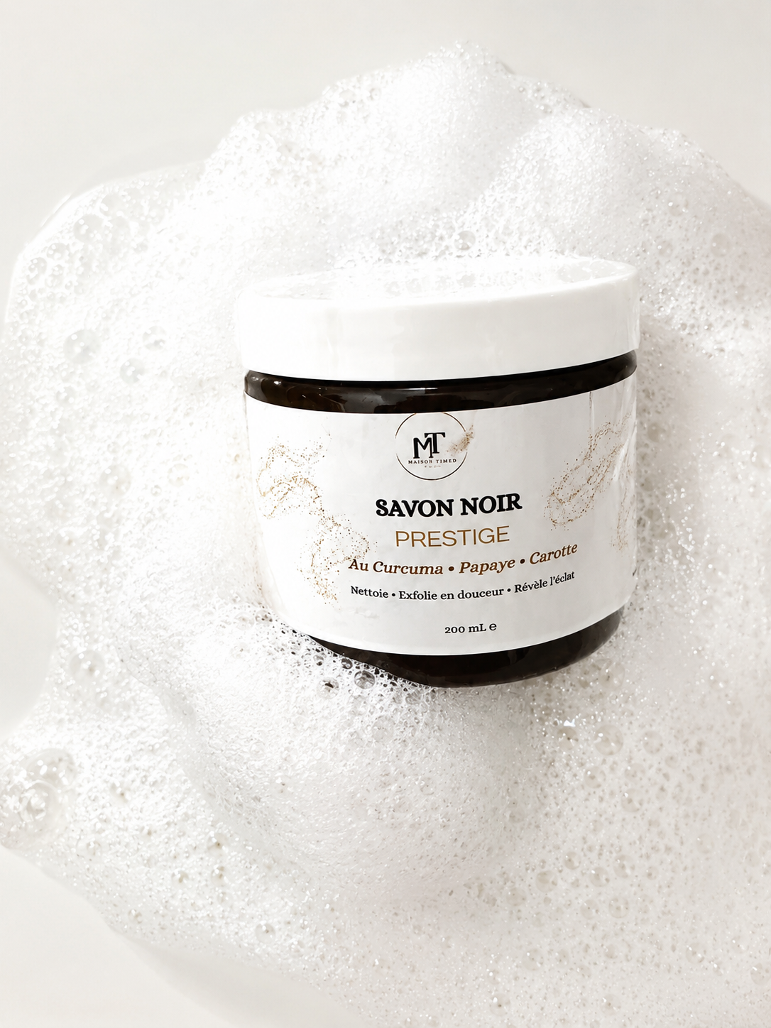 Savon Noir Prestige au curcuma – 200 mL | Maison Timed