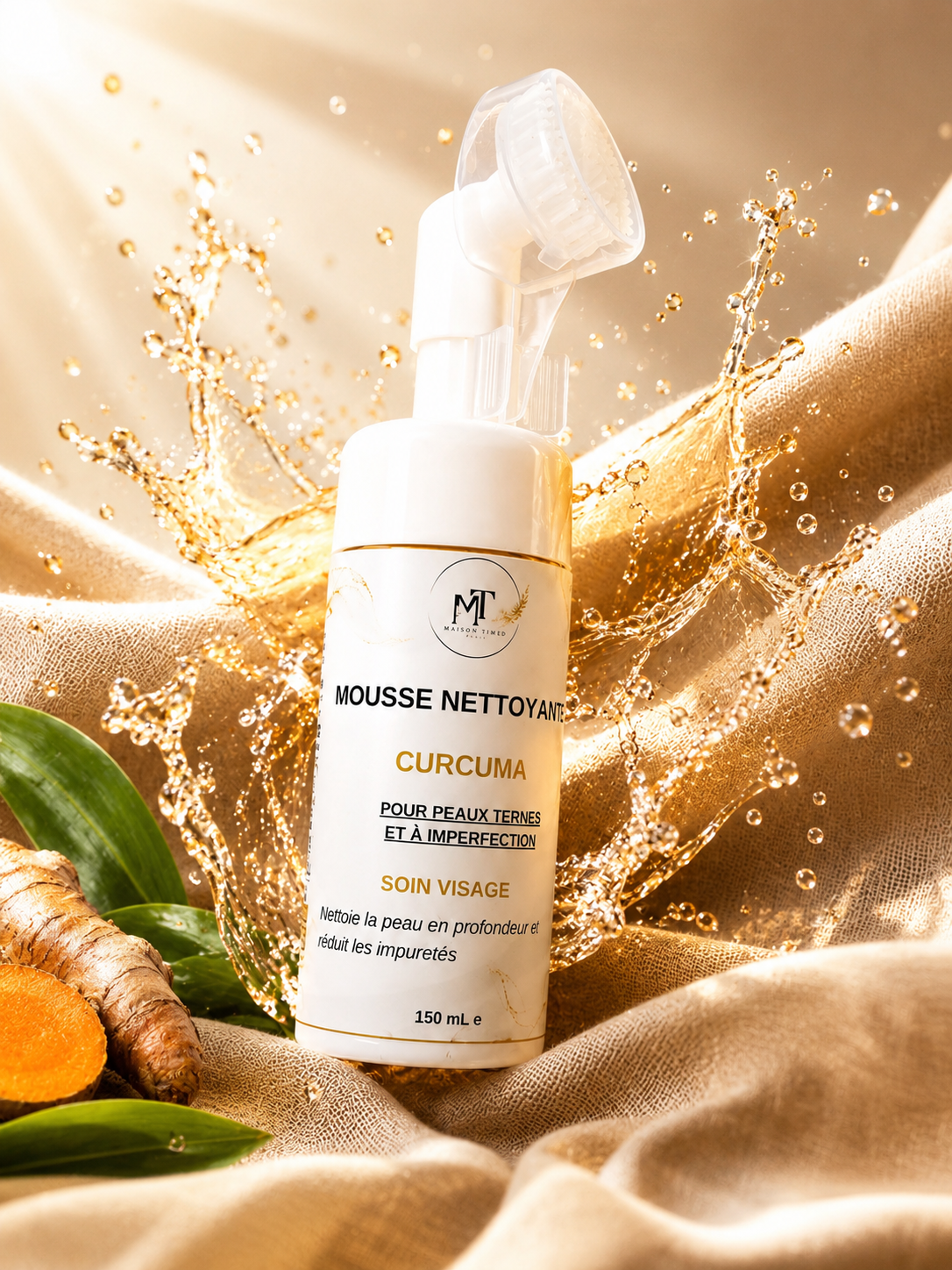 Mousse Nettoyante Visage au Curcuma – Nettoyant Éclat Anti-Imperfections