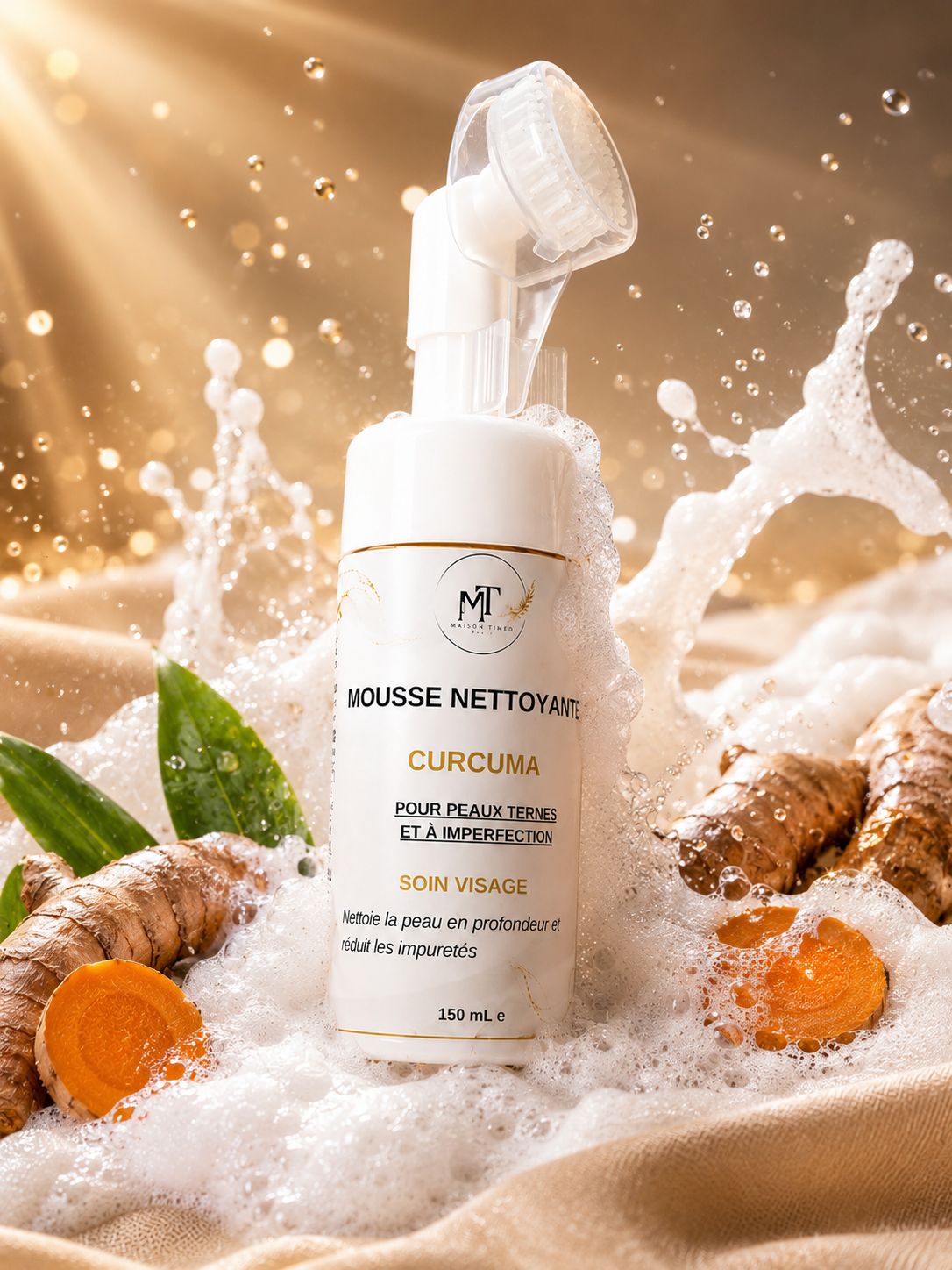 Mousse Nettoyante Visage au Curcuma – Nettoyant Éclat Anti-Imperfections