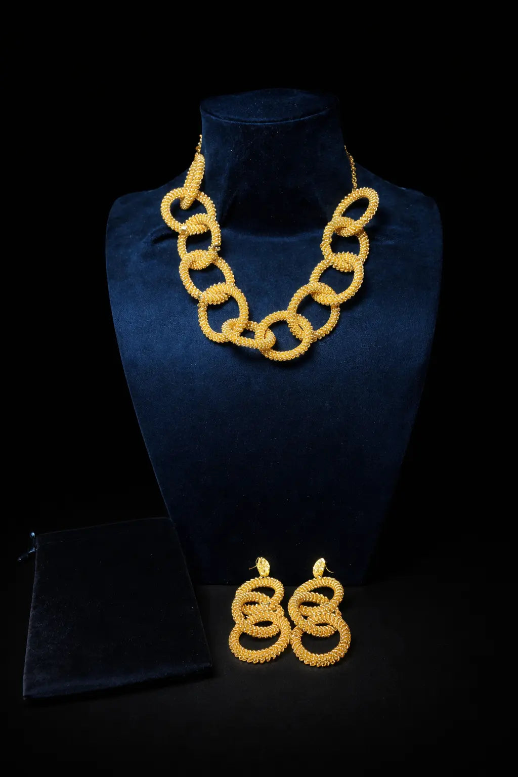 Parure Diakhoumba – Djolokho Plaqué or Garantie Chic- Or rouge Orangé- Colliers& Boucle d'oreilles Timedshop