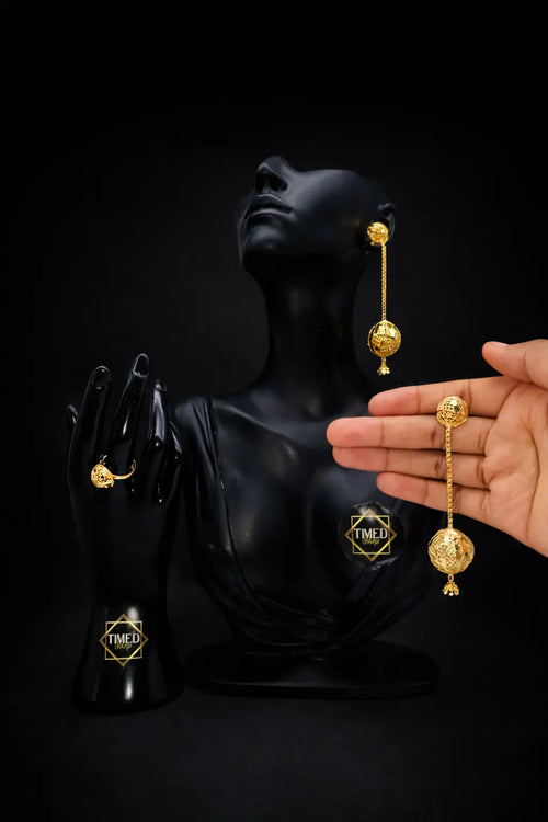 Boucle d'oreille Koumba-Brillance dorée - 5 cm Timedshop